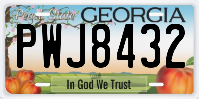 GA license plate PWJ8432