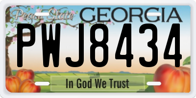 GA license plate PWJ8434