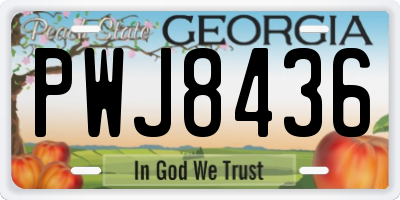 GA license plate PWJ8436