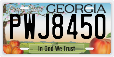 GA license plate PWJ8450