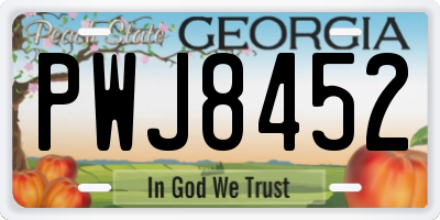 GA license plate PWJ8452