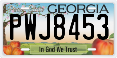 GA license plate PWJ8453