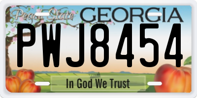 GA license plate PWJ8454