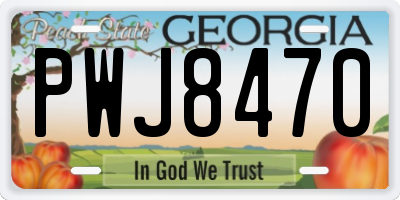 GA license plate PWJ8470