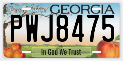 GA license plate PWJ8475