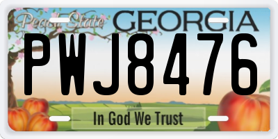 GA license plate PWJ8476