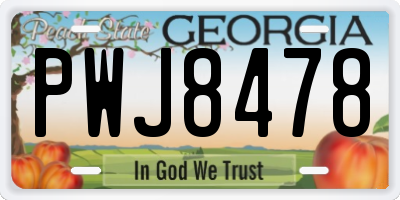 GA license plate PWJ8478