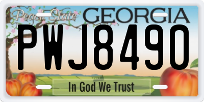 GA license plate PWJ8490