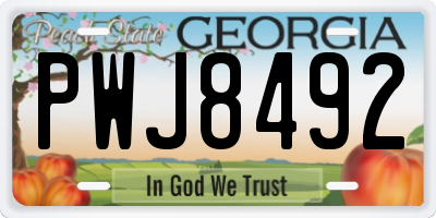 GA license plate PWJ8492