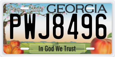 GA license plate PWJ8496