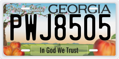 GA license plate PWJ8505