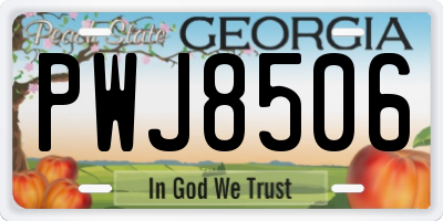 GA license plate PWJ8506