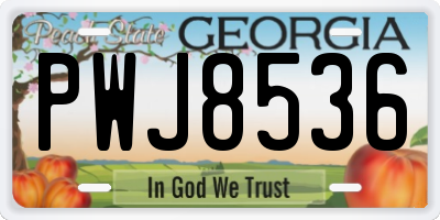 GA license plate PWJ8536