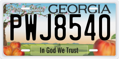 GA license plate PWJ8540