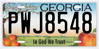 GA license plate PWJ8548