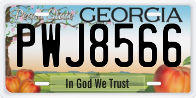 GA license plate PWJ8566