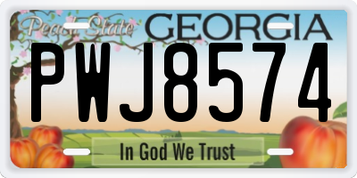GA license plate PWJ8574