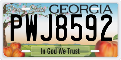 GA license plate PWJ8592