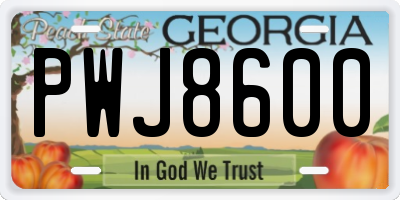 GA license plate PWJ8600