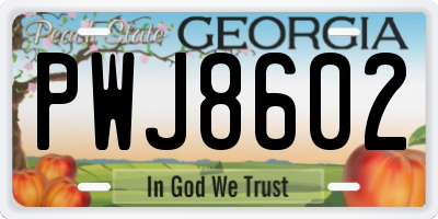 GA license plate PWJ8602