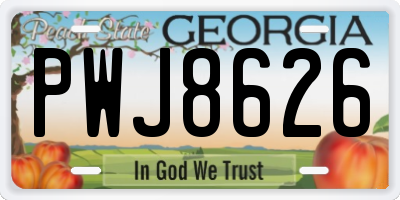 GA license plate PWJ8626