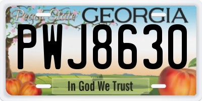 GA license plate PWJ8630