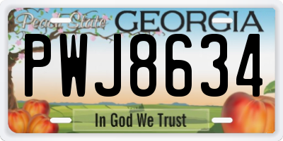 GA license plate PWJ8634