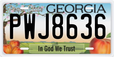 GA license plate PWJ8636