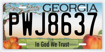 GA license plate PWJ8637