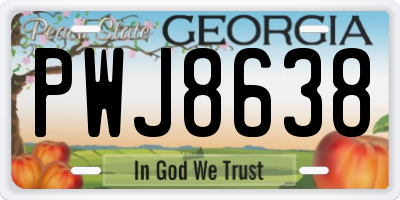 GA license plate PWJ8638
