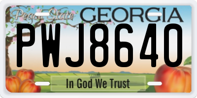 GA license plate PWJ8640