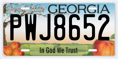 GA license plate PWJ8652