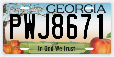 GA license plate PWJ8671
