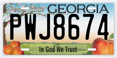 GA license plate PWJ8674