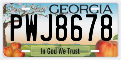 GA license plate PWJ8678