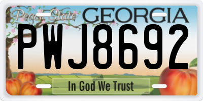 GA license plate PWJ8692
