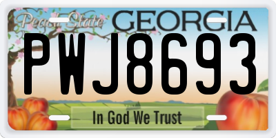 GA license plate PWJ8693
