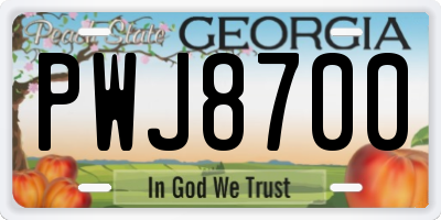 GA license plate PWJ8700