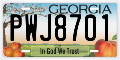 GA license plate PWJ8701
