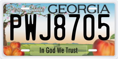 GA license plate PWJ8705