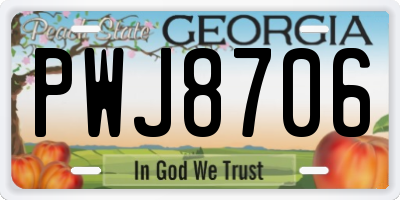 GA license plate PWJ8706