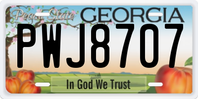 GA license plate PWJ8707