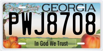 GA license plate PWJ8708