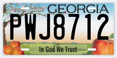 GA license plate PWJ8712