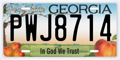 GA license plate PWJ8714