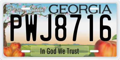 GA license plate PWJ8716