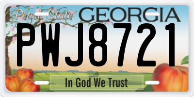 GA license plate PWJ8721