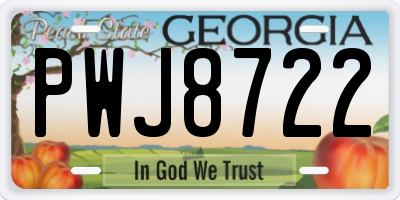 GA license plate PWJ8722