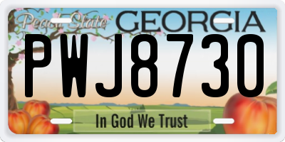 GA license plate PWJ8730