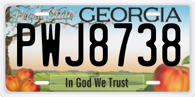 GA license plate PWJ8738